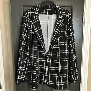 SHEIN Black and White Plaid Blazer